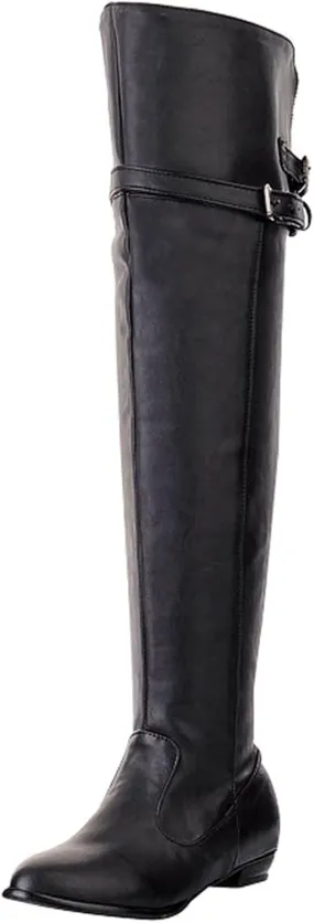 wodceeke Thigh High Boots for Women Low Heel Over the Knee Riding Boots Side Zipper Buckle Sexy Long Boots