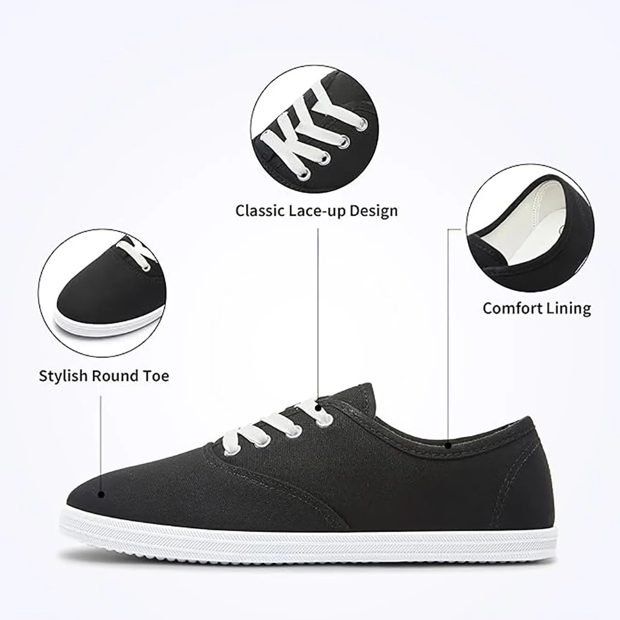 Women Canvas Sneakers Cute Walking Shoes Classic Canvas Shoes Comfort Lace Up Tennis Shoes Lightweight Textile Flats Shoes Foam Flat Shoes Biscuit Shoes