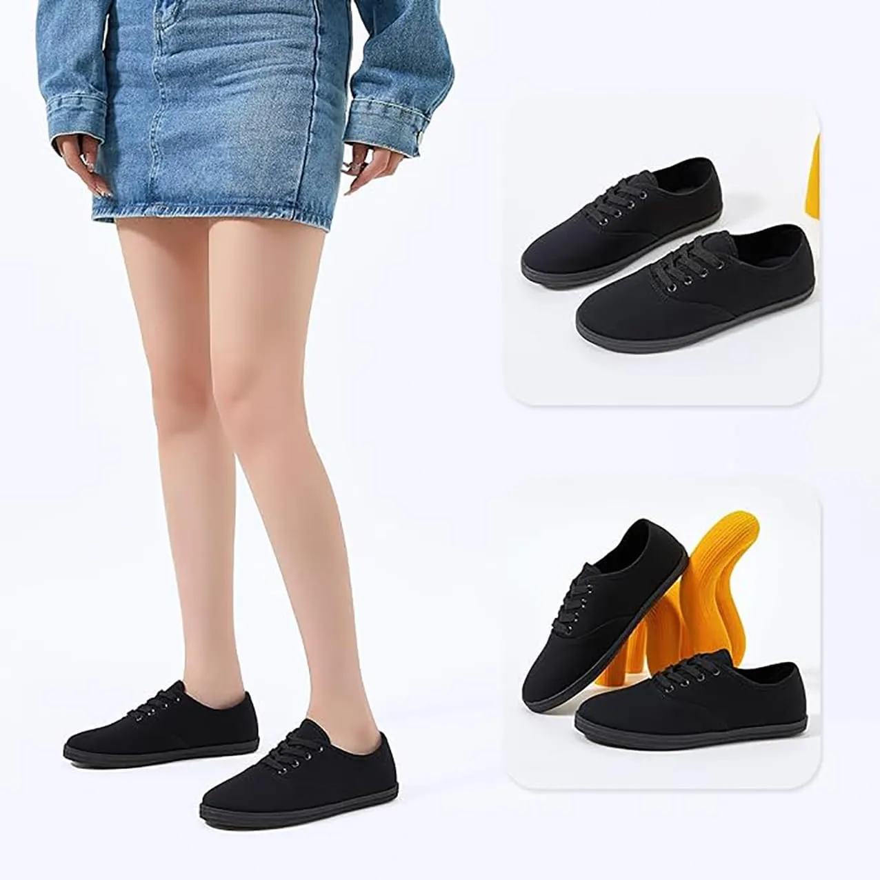 Women Canvas Sneakers Cute Walking Shoes Classic Canvas Shoes Comfort Lace Up Tennis Shoes Lightweight Textile Flats Shoes Foam Flat Shoes Biscuit Shoes