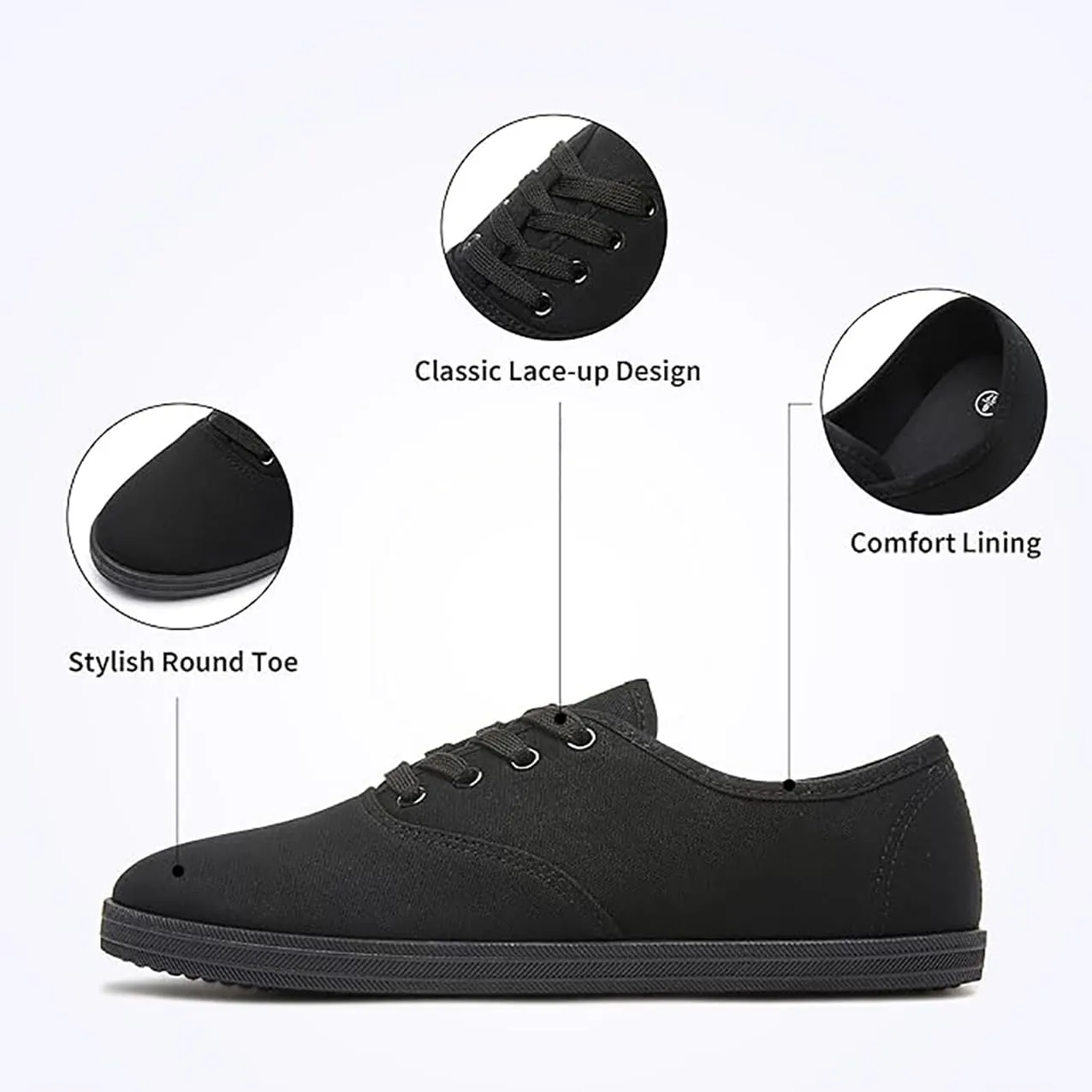 Women Canvas Sneakers Cute Walking Shoes Classic Canvas Shoes Comfort Lace Up Tennis Shoes Lightweight Textile Flats Shoes Foam Flat Shoes Biscuit Shoes