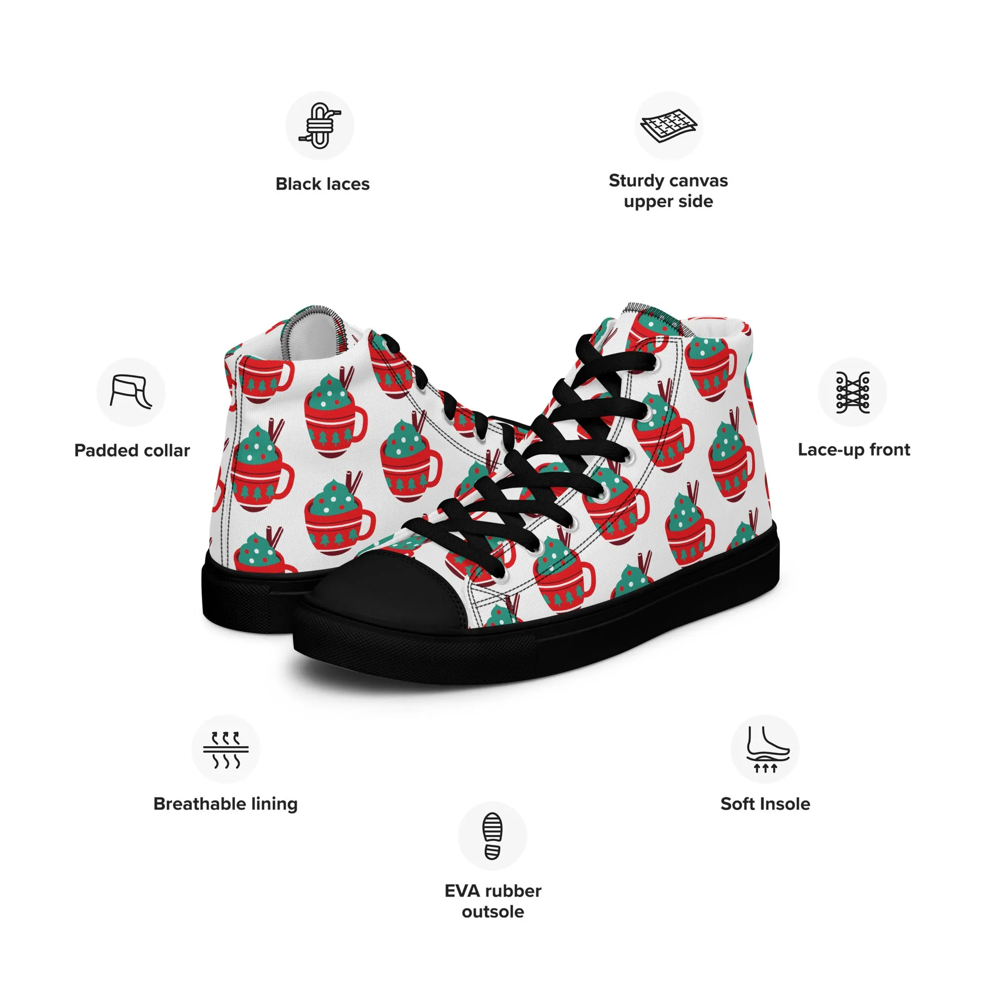 Women Christmas High Top Canvas Shoes (Glamourange Holiday Magic Canvas Shoes For Women - 0016)