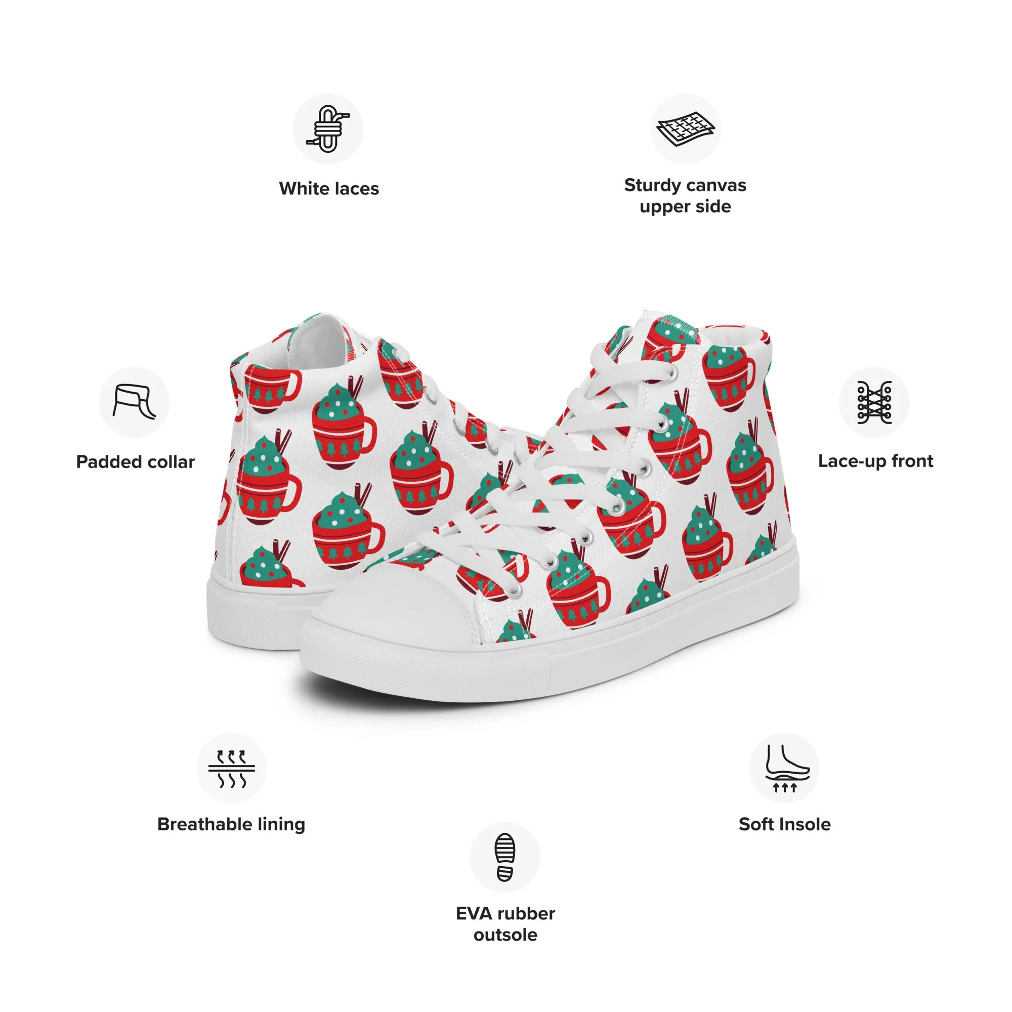 Women Christmas High Top Canvas Shoes (Glamourange Holiday Magic Canvas Shoes For Women - 0016)