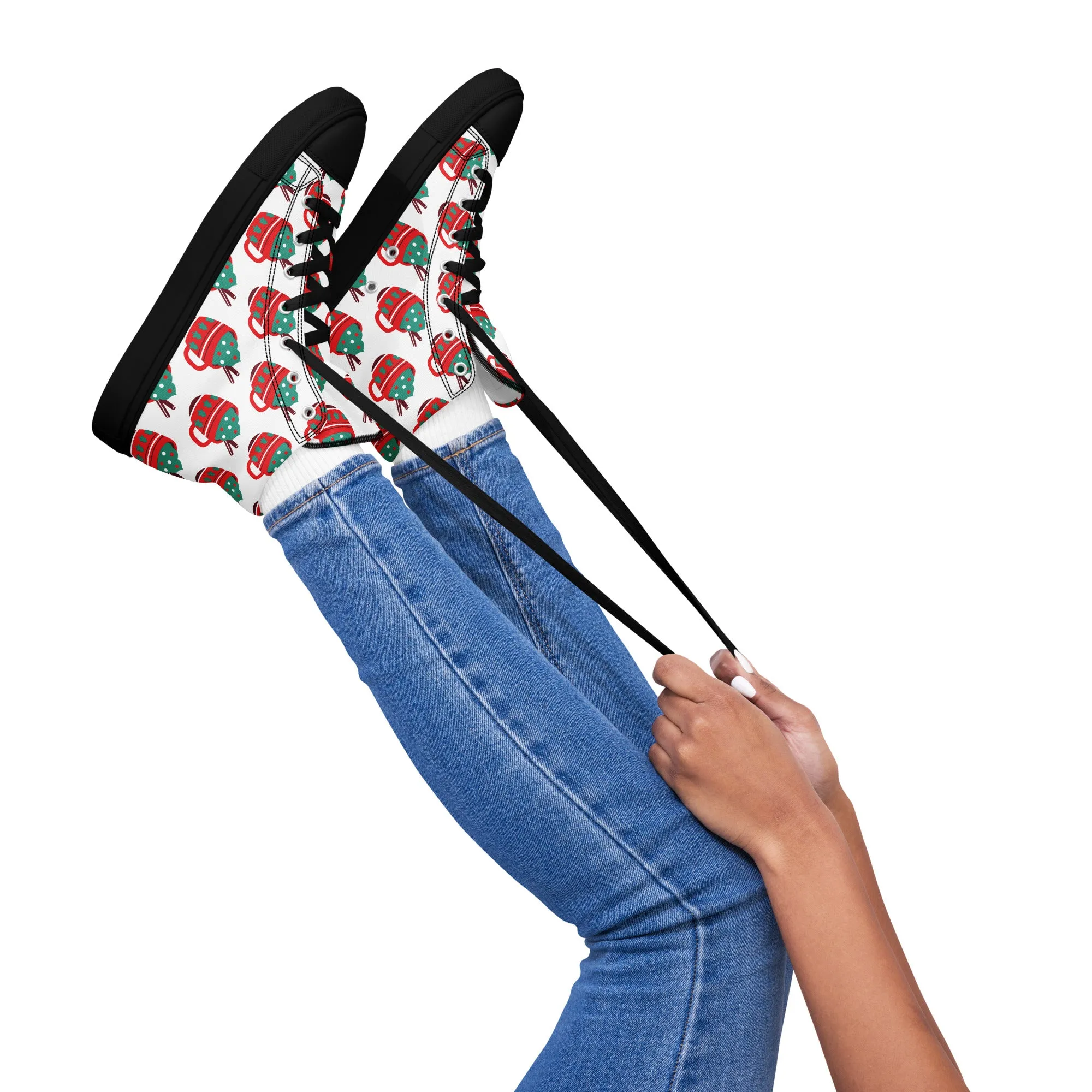 Women Christmas High Top Canvas Shoes (Glamourange Holiday Magic Canvas Shoes For Women - 0016)