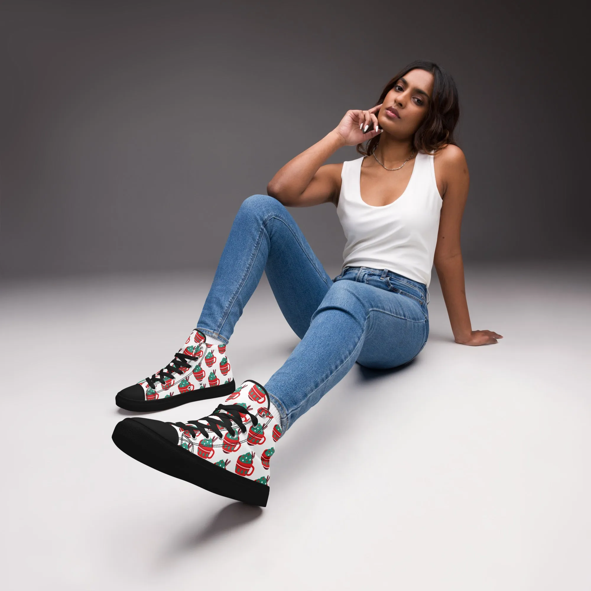 Women Christmas High Top Canvas Shoes (Glamourange Holiday Magic Canvas Shoes For Women - 0016)