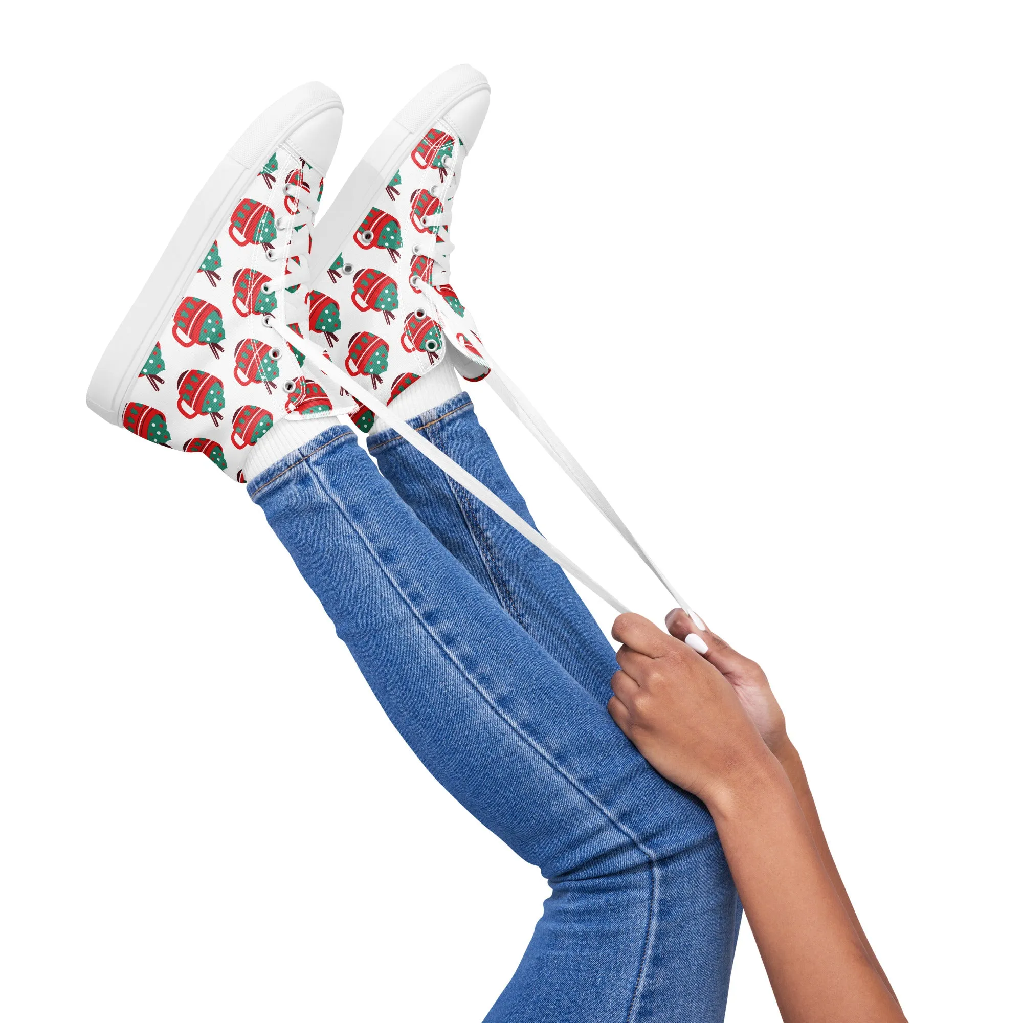 Women Christmas High Top Canvas Shoes (Glamourange Holiday Magic Canvas Shoes For Women - 0016)