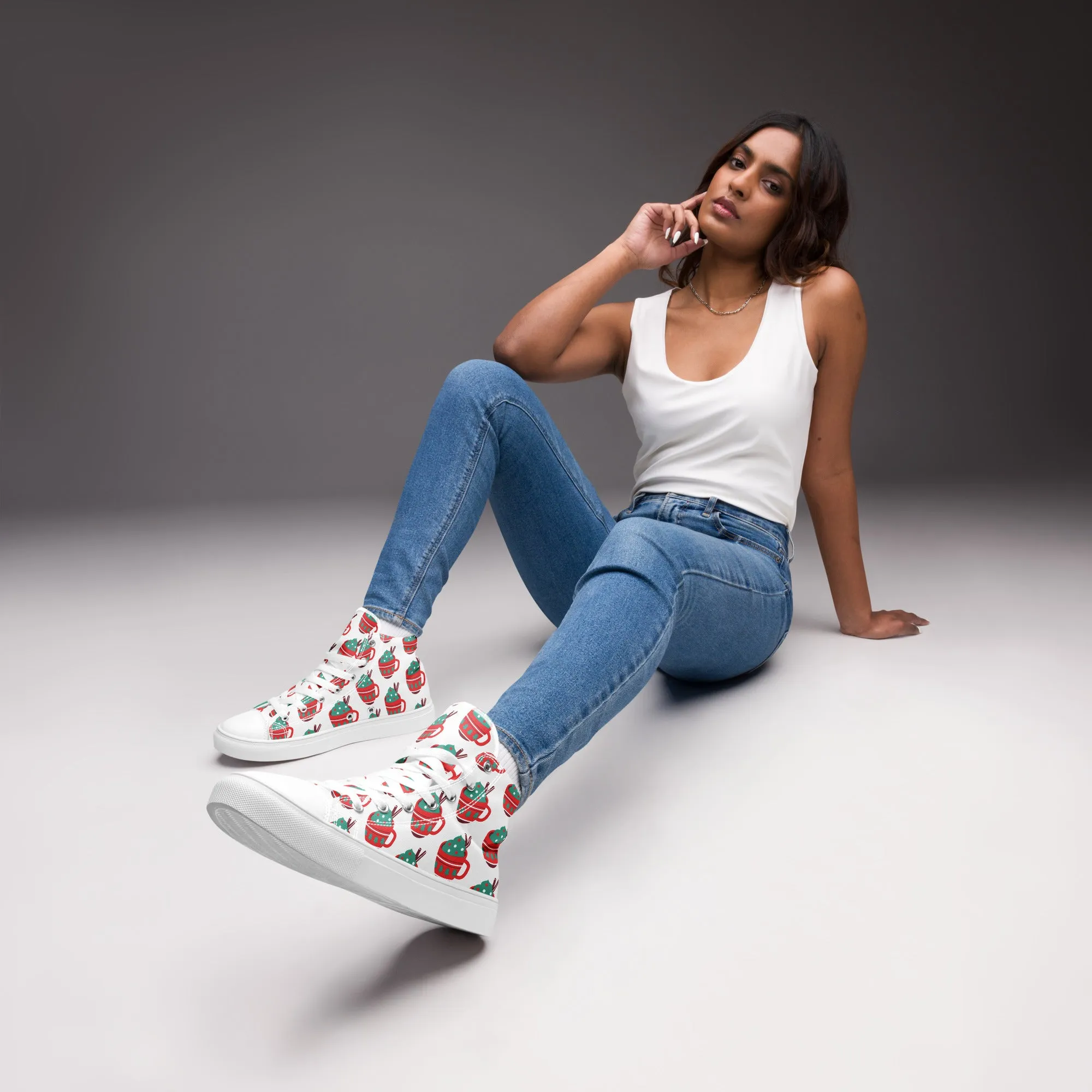Women Christmas High Top Canvas Shoes (Glamourange Holiday Magic Canvas Shoes For Women - 0016)