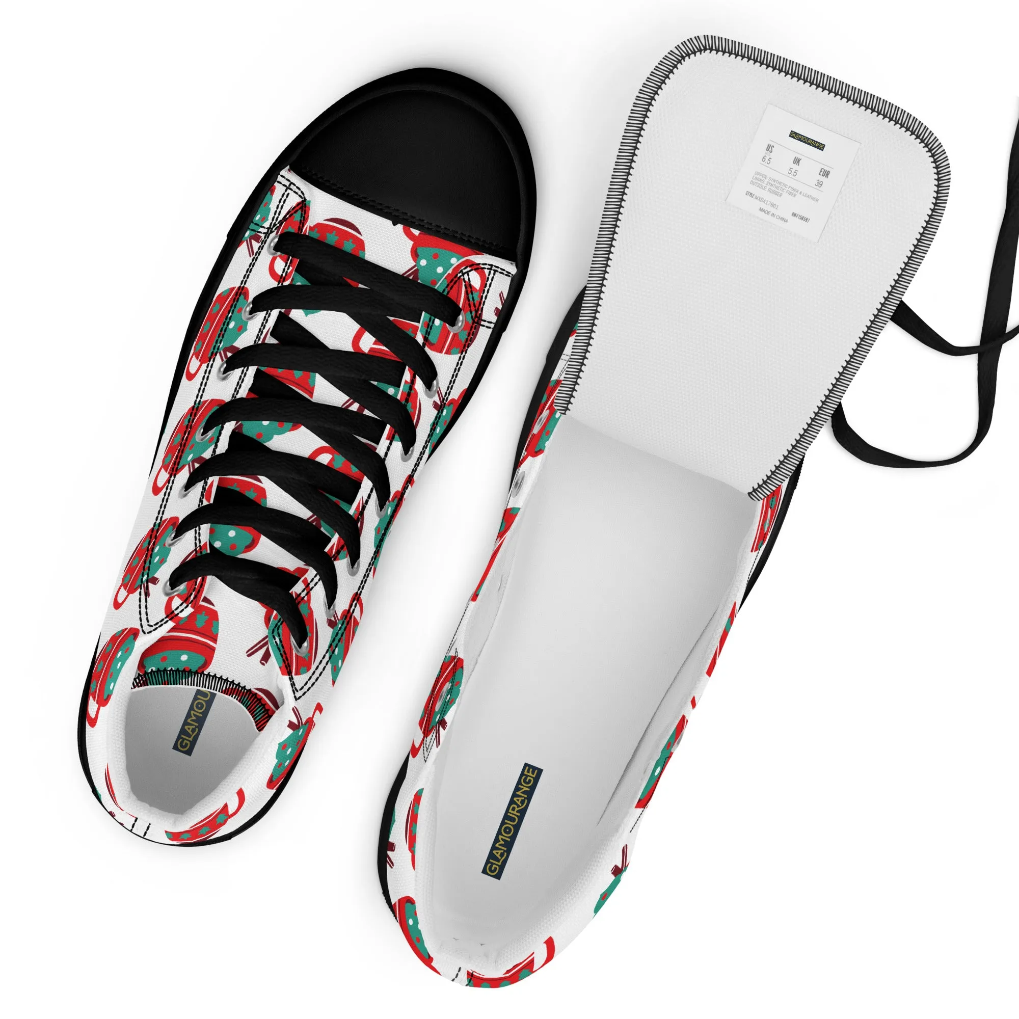 Women Christmas High Top Canvas Shoes (Glamourange Holiday Magic Canvas Shoes For Women - 0016)