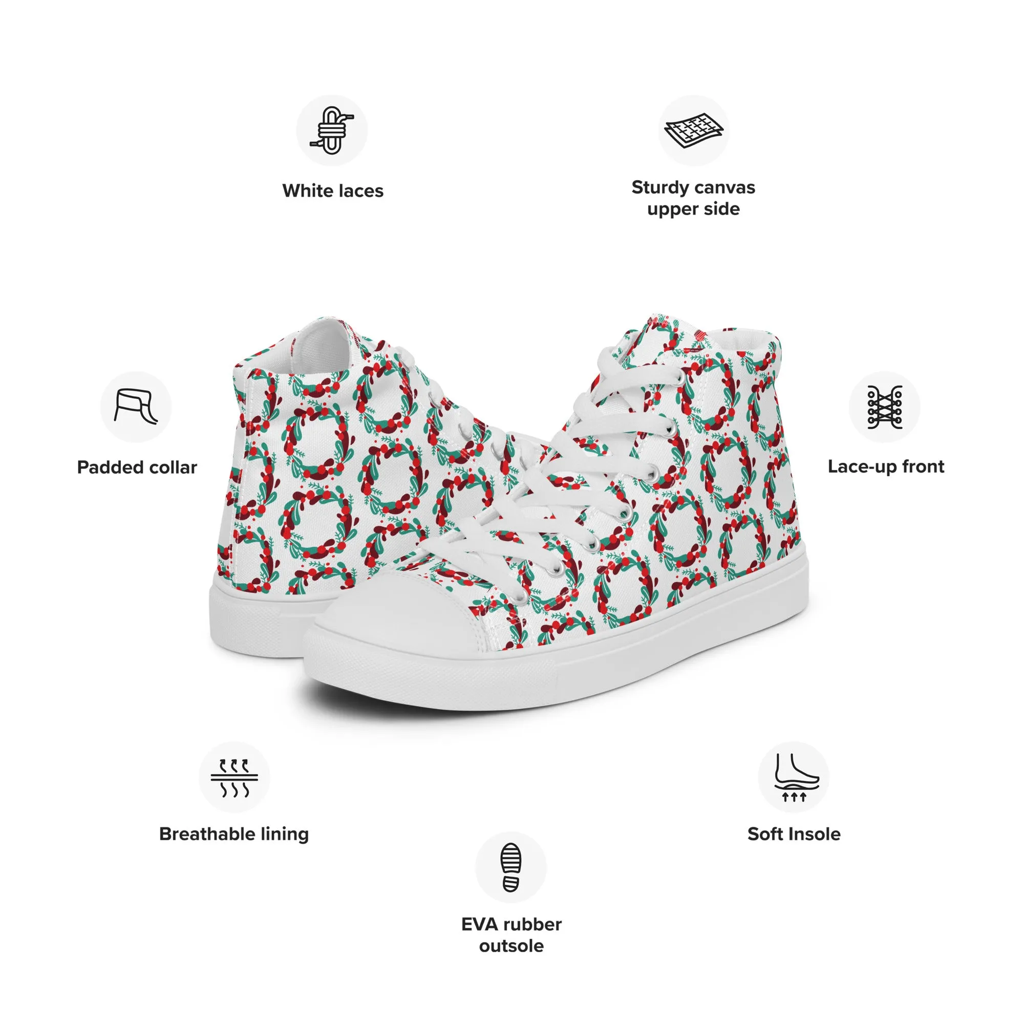 Women Christmas High Top Canvas Shoes (Glamourange Holiday Magic Canvas Shoes For Women - 005)