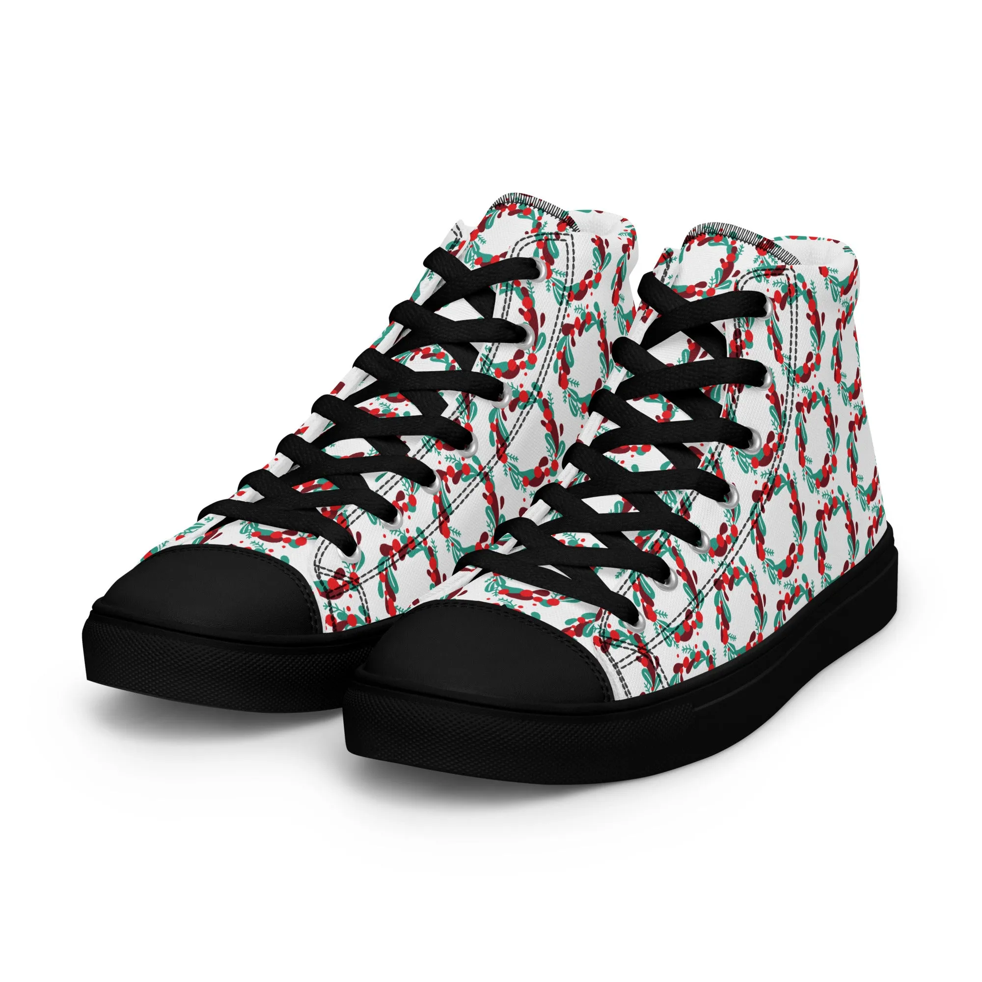 Women Christmas High Top Canvas Shoes (Glamourange Holiday Magic Canvas Shoes For Women - 005)
