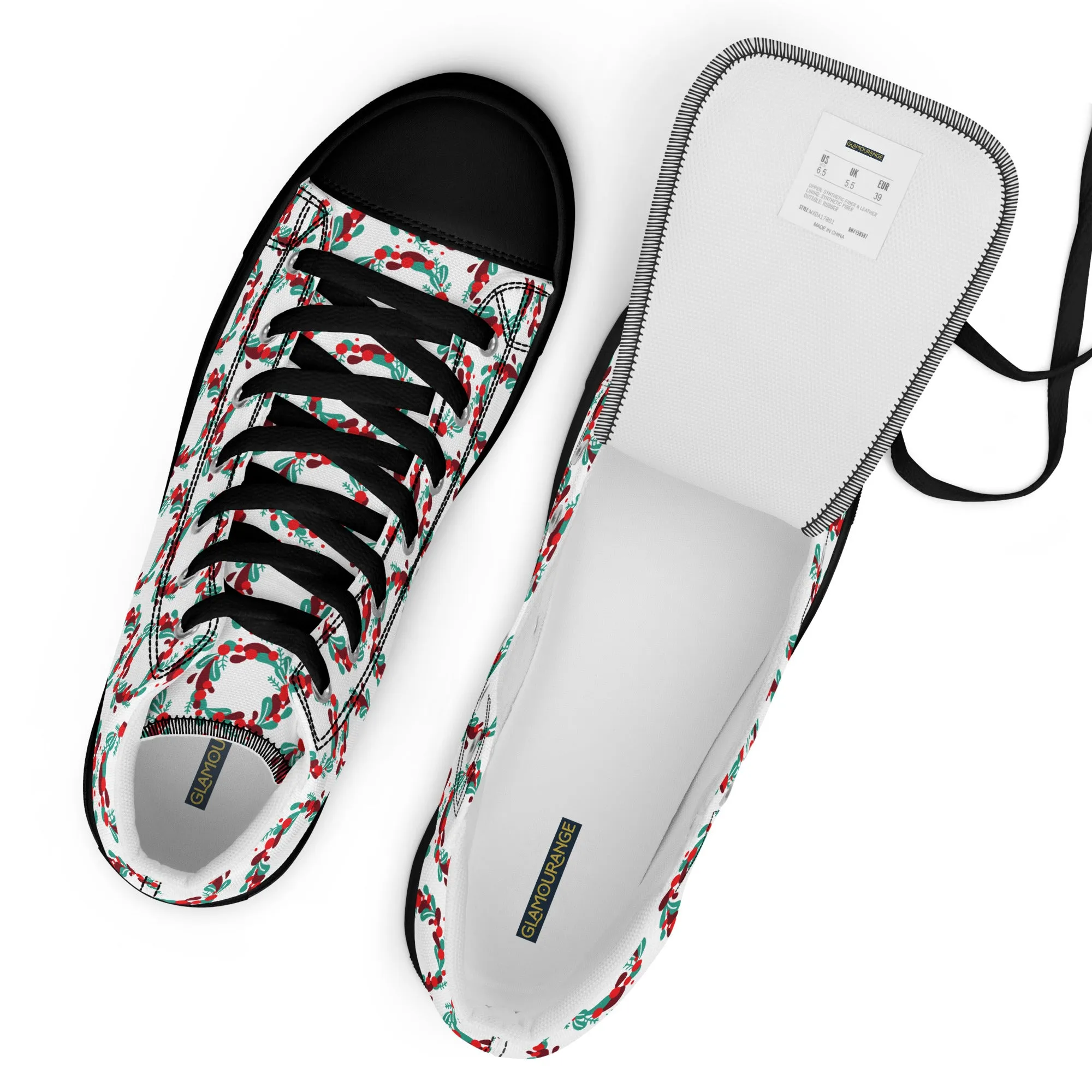 Women Christmas High Top Canvas Shoes (Glamourange Holiday Magic Canvas Shoes For Women - 005)