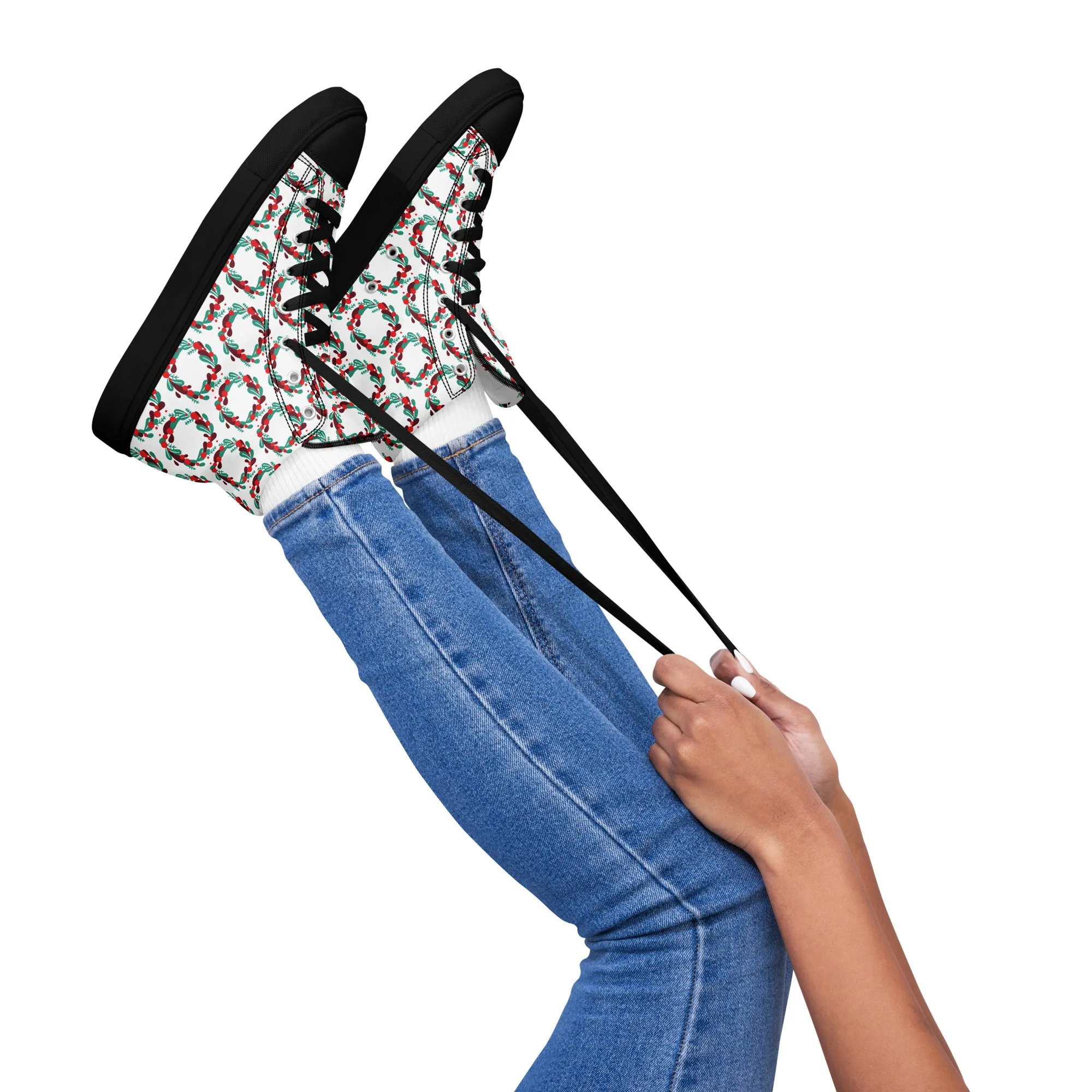 Women Christmas High Top Canvas Shoes (Glamourange Holiday Magic Canvas Shoes For Women - 005)