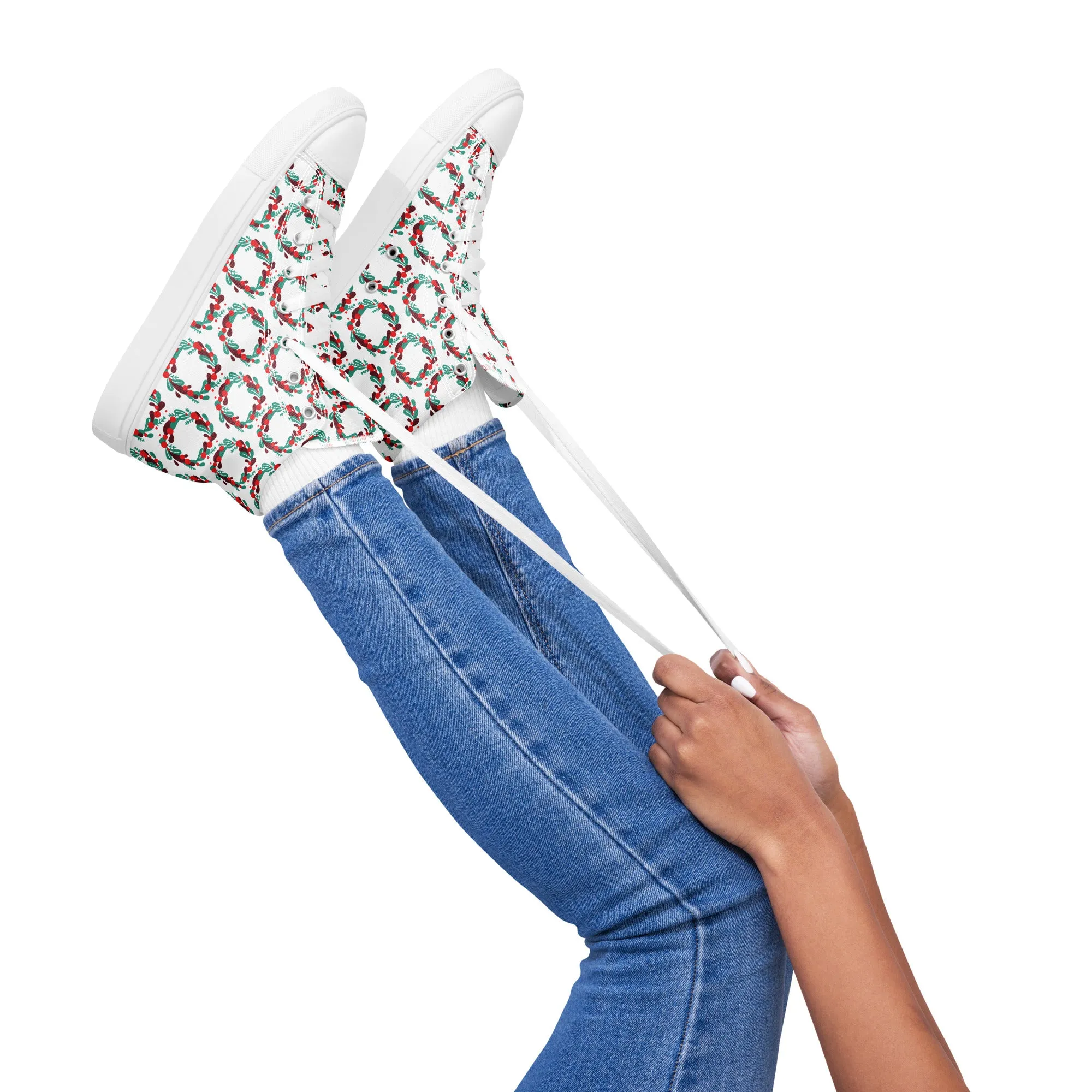Women Christmas High Top Canvas Shoes (Glamourange Holiday Magic Canvas Shoes For Women - 005)