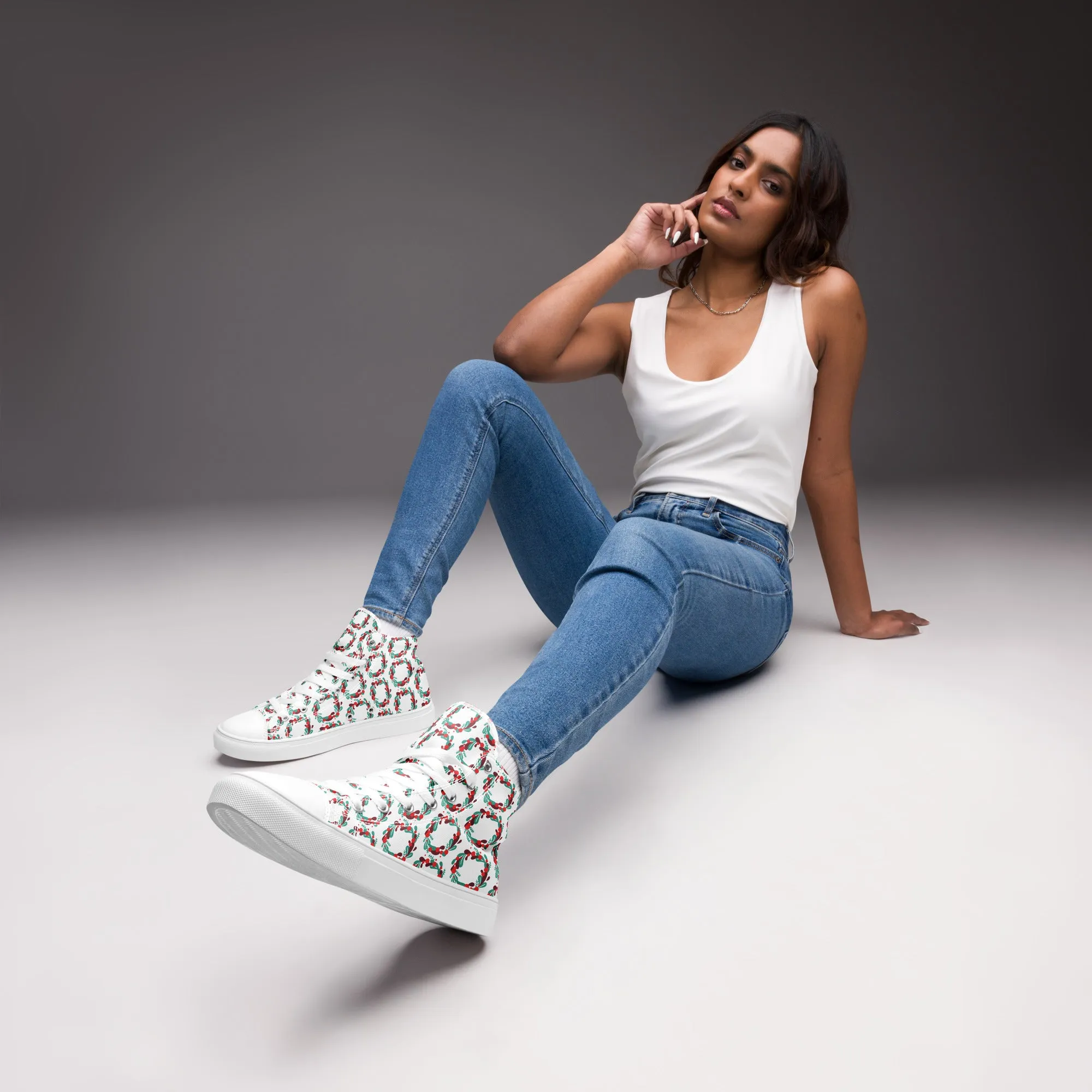 Women Christmas High Top Canvas Shoes (Glamourange Holiday Magic Canvas Shoes For Women - 005)