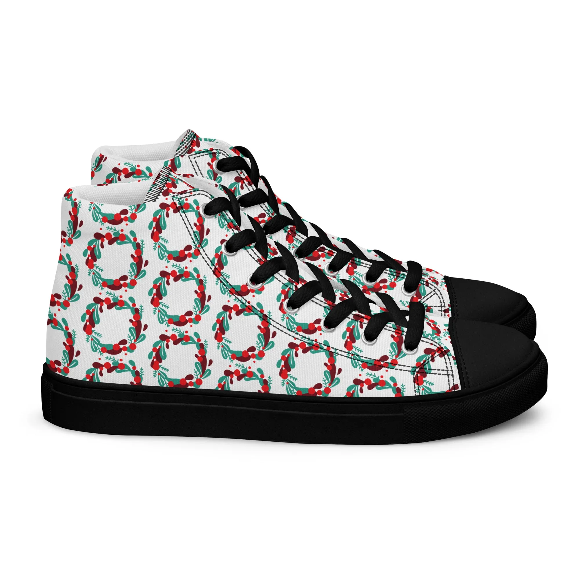 Women Christmas High Top Canvas Shoes (Glamourange Holiday Magic Canvas Shoes For Women - 005)