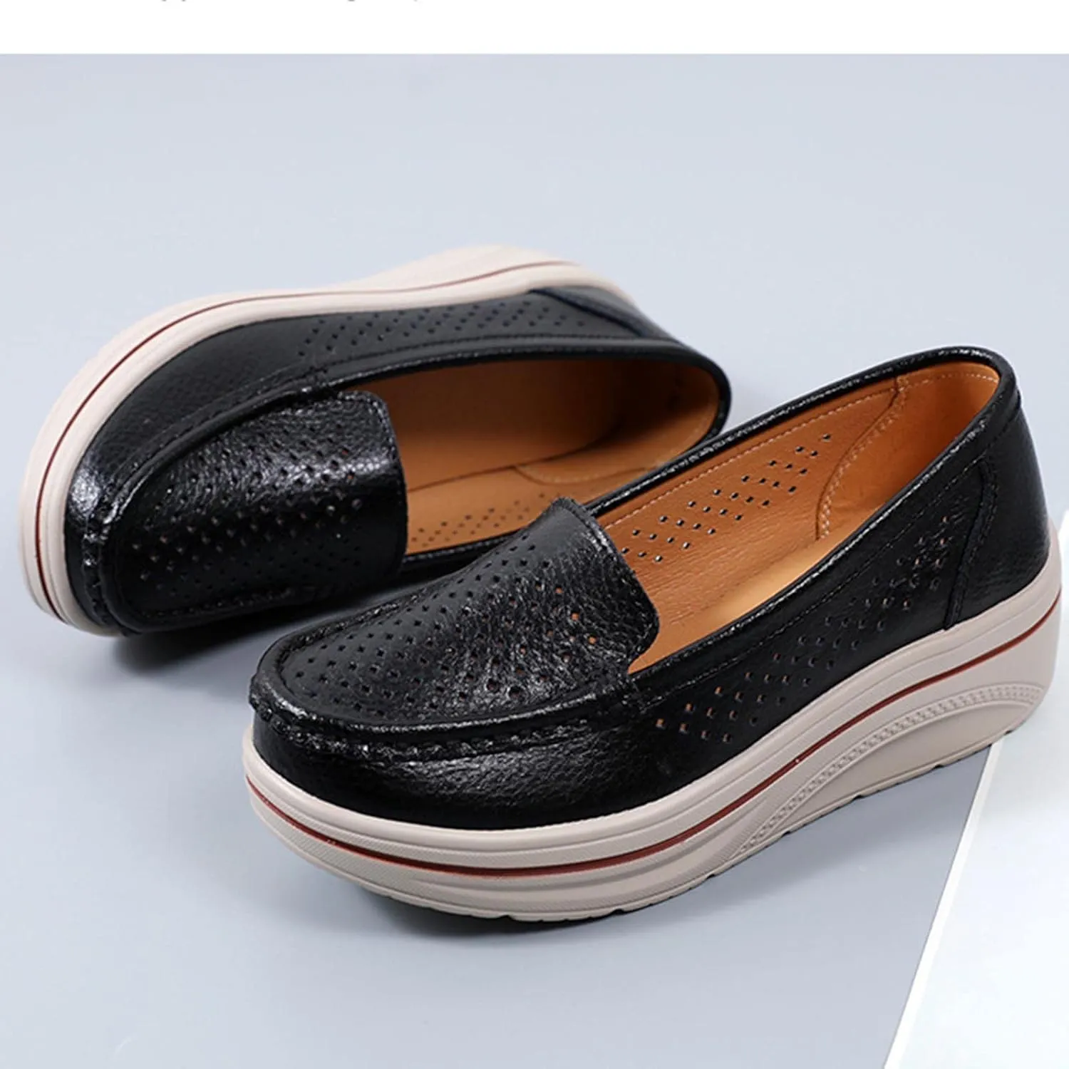 Women Slip On Loafers Comfort Platform Summer Sandals Shoe Business Casual Walking Workout Shoes Beach Vacation Footwear