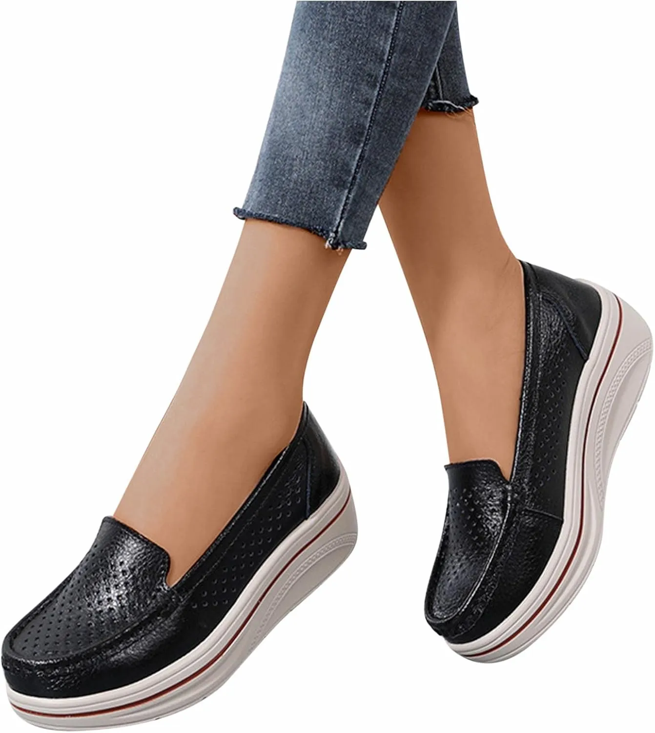 Women Slip On Loafers Comfort Platform Summer Sandals Shoe Business Casual Walking Workout Shoes Beach Vacation Footwear
