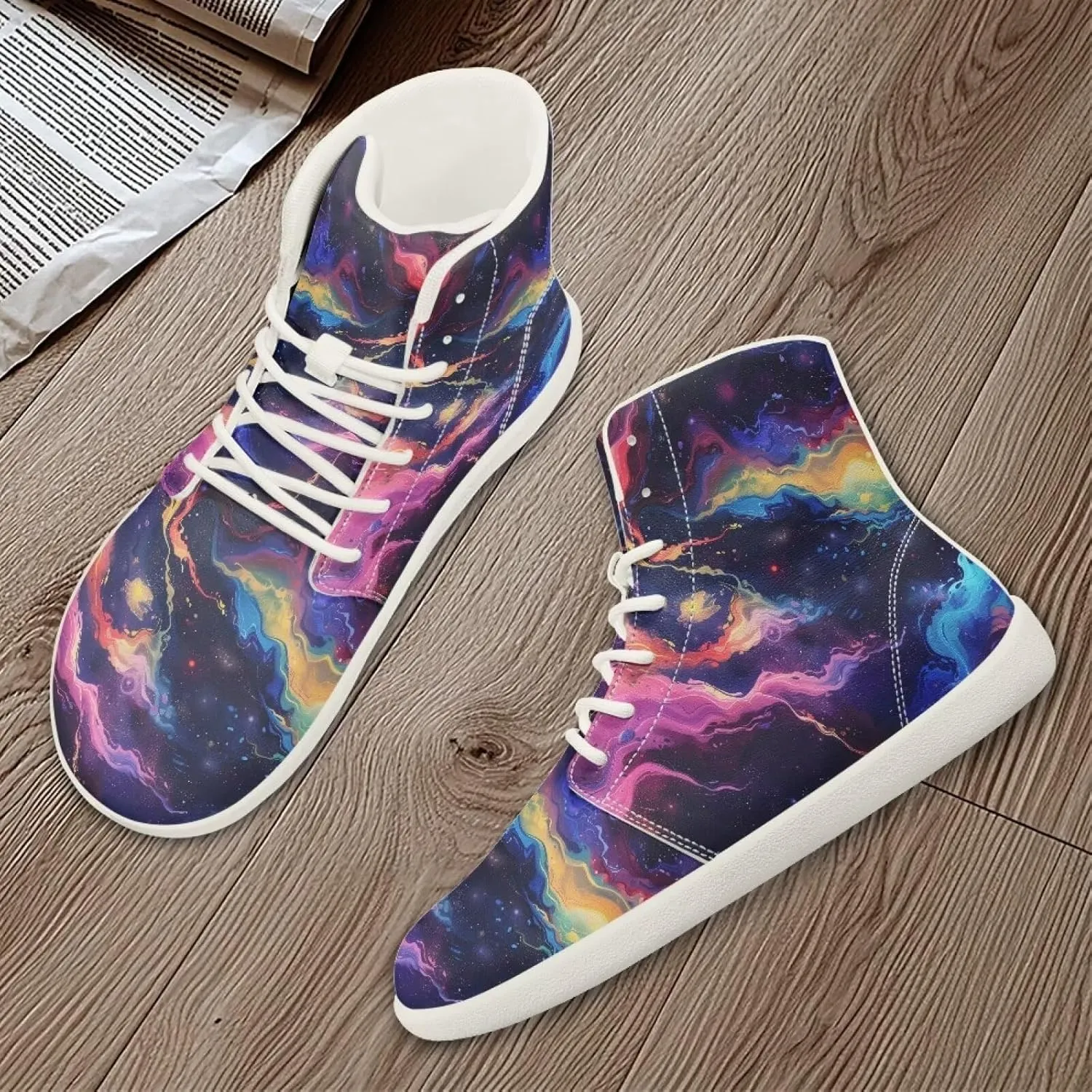 Women's High-top Barefoot Shoes Lightweight Wide Walking Shoes Zero Drop Outdoor Casual Sneakers for Hiking White Sole Size 6-12.5